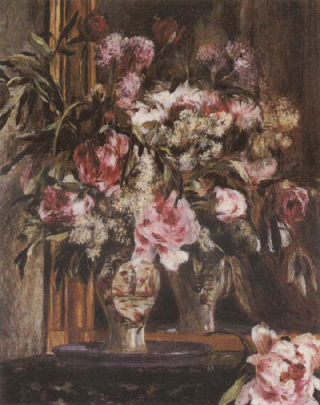 Pierre-Auguste Renoir Peonies,Lilacs ad Tulips oil painting picture